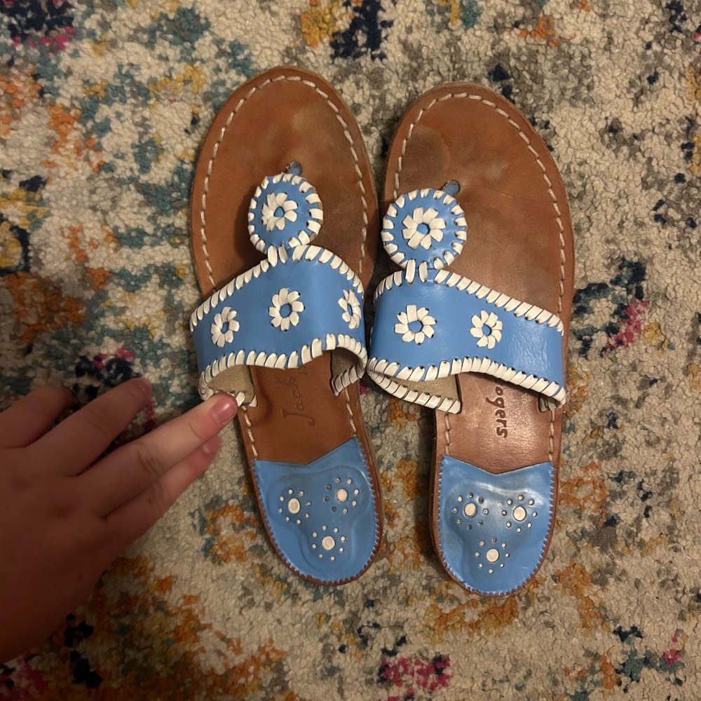 Jack Rogers Blue and White Sandals